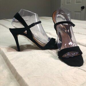 Halston‎ Ainsley black suede open-toe heels size 8M - worn once